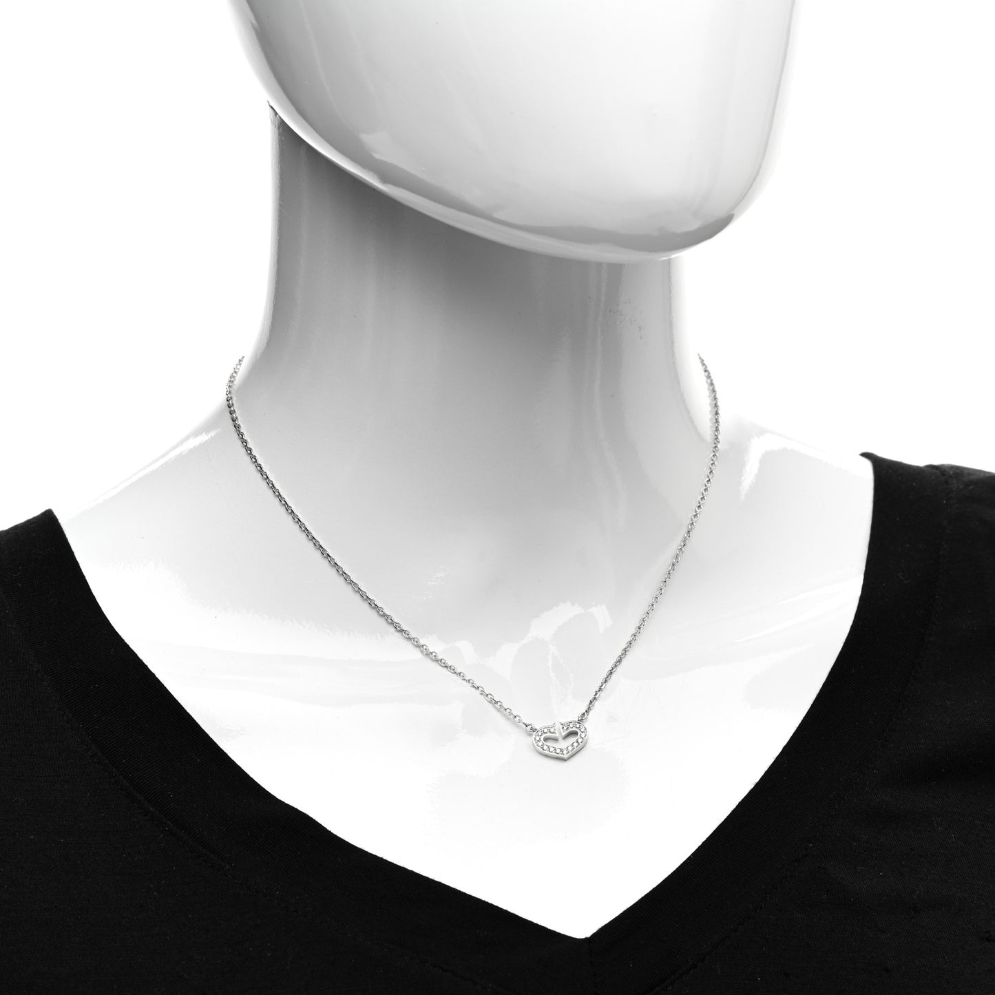 18K White Gold Diamond Hearts and Symbols Necklace