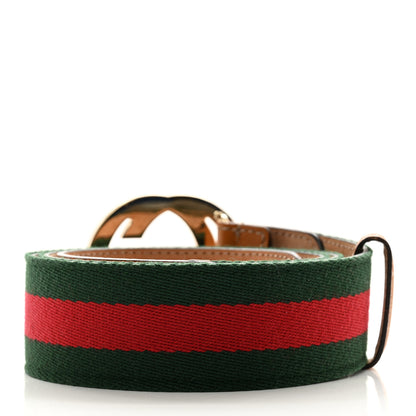 Gucci Calfskin Web Interlocking G Belt 95 38 Green Red 2 of 6