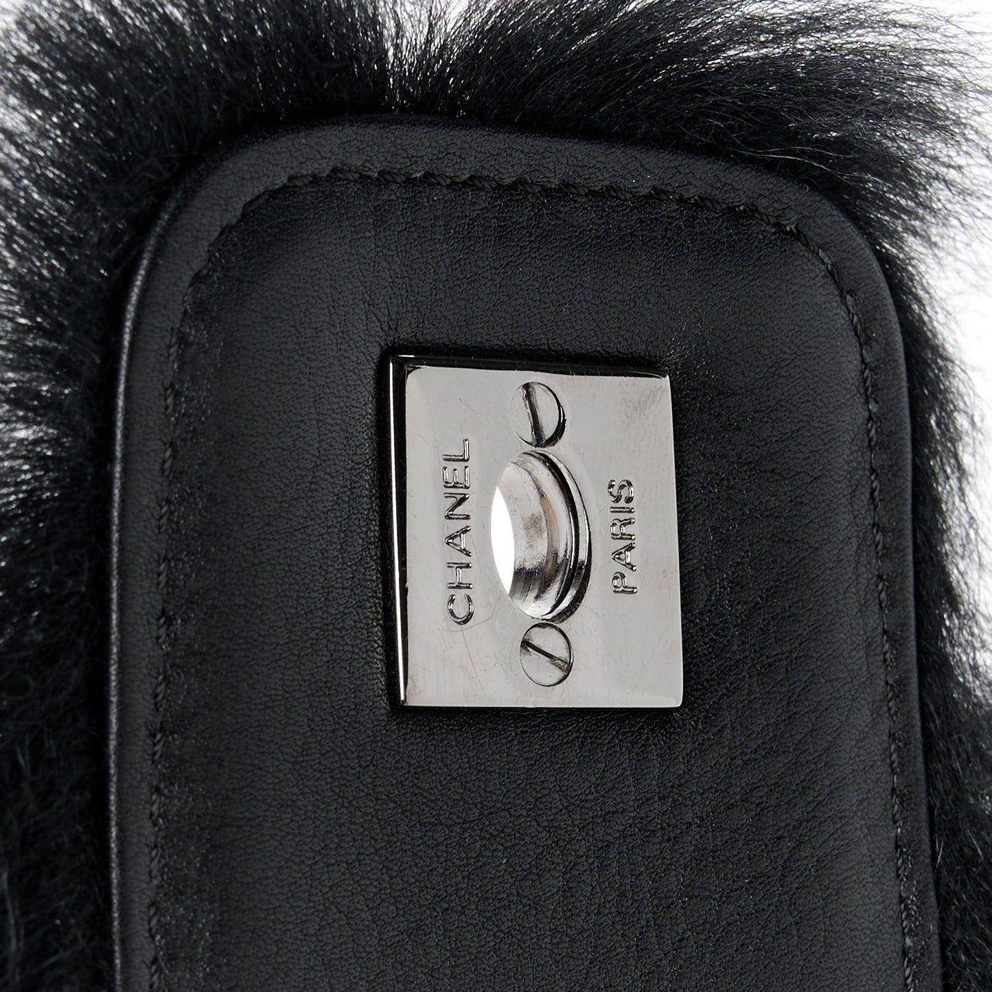 Suede Fur Quilted Flap Black