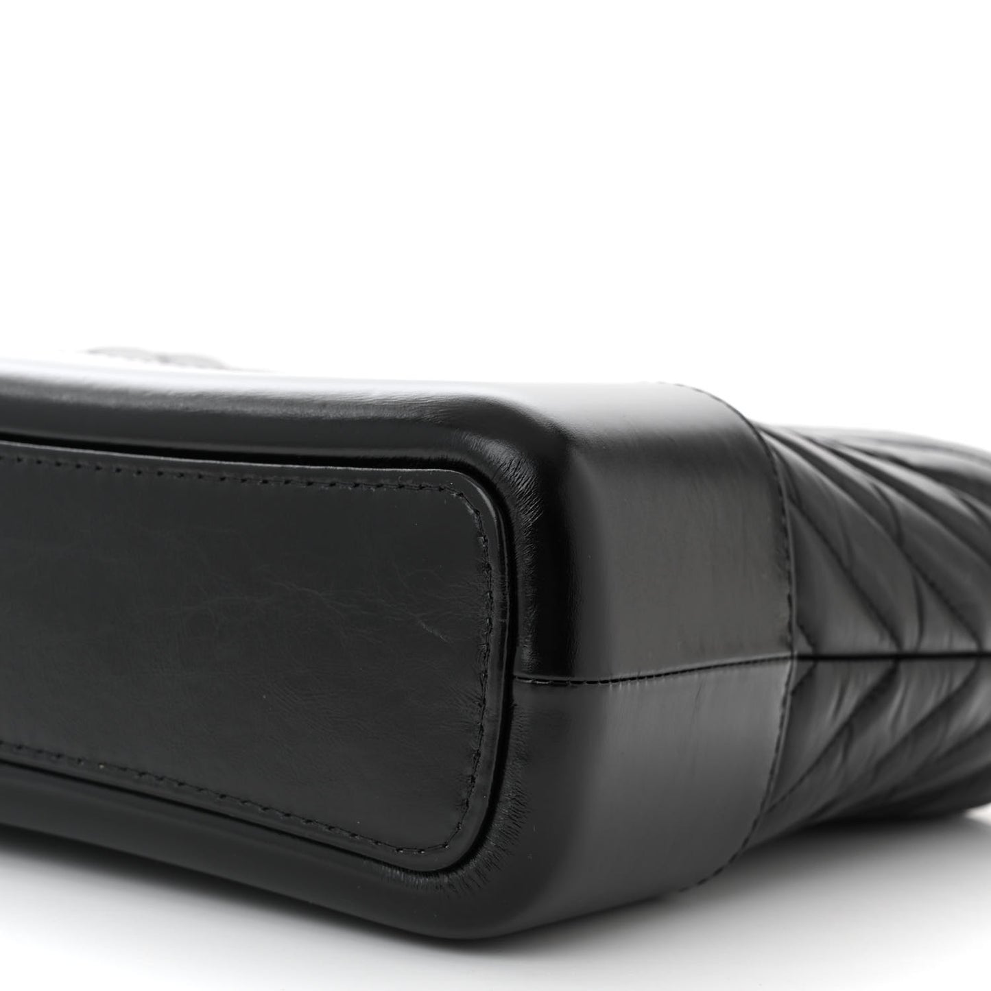 Aged Calfskin Chevron Quilted Medium Gabrielle Hobo Black