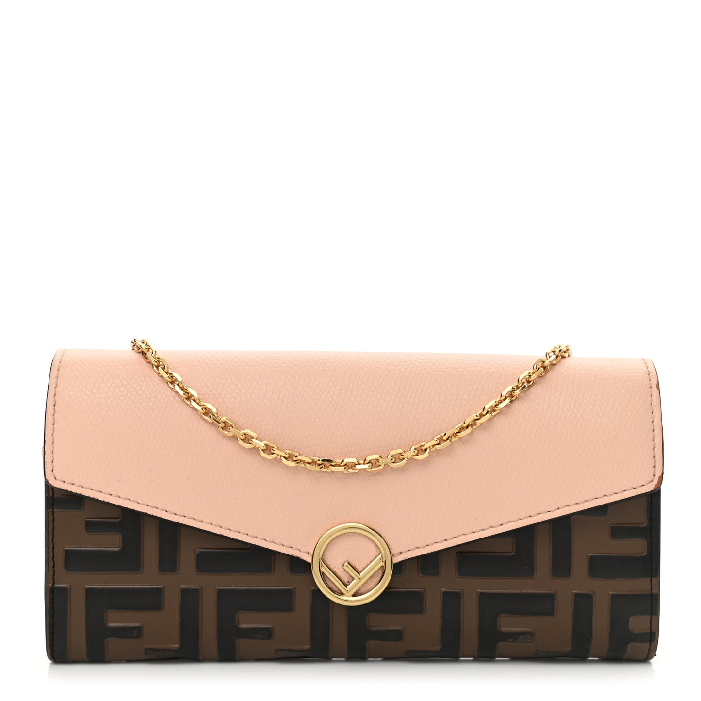 Vitello Cruise F is Fendi Bi-Color FF 1974 Embossed Continental Envelope Wallet On Chain Maya Black Light Rose