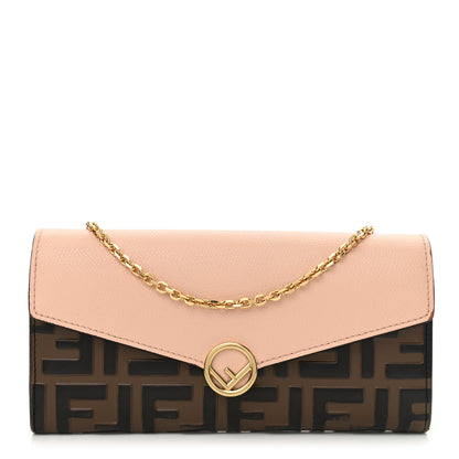 Fendi Vitello Cruise F is Fendi Bi-Color FF 1974 Embossed Continental Envelope Wallet On Chain Maya Black Light Rose 1 of 12