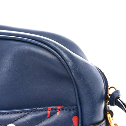 Gucci Calfskin Matelasse GucciGhost Medium GG Marmont Chain Shoulder Bag Blue Agata Hibiscus Red 13 of 13
