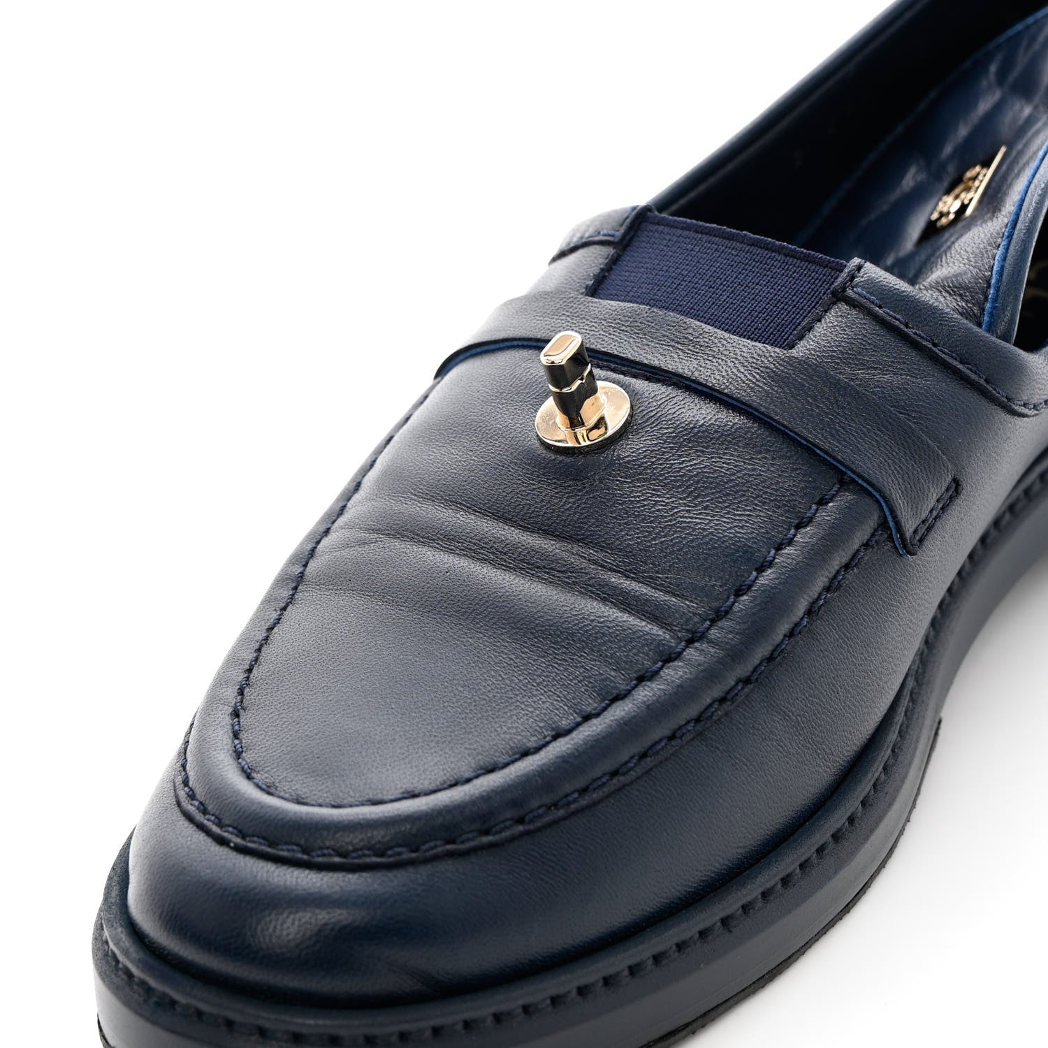 Chanel Lambskin Quilted CC Turnlock Loafers 40 Navy 10 of 13