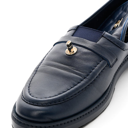 Chanel Lambskin Quilted CC Turnlock Loafers 40 Navy 10 of 13