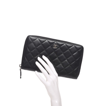 Chanel Lambskin Quilted Large Zip Around Organizer Wallet Black 2 of 8