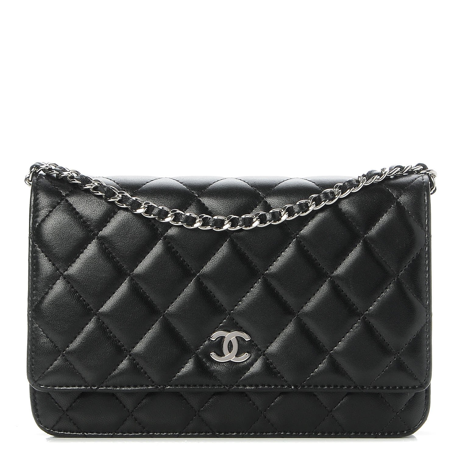 Chanel Lambskin Quilted Wallet On Chain WOC Black 1 of 10
