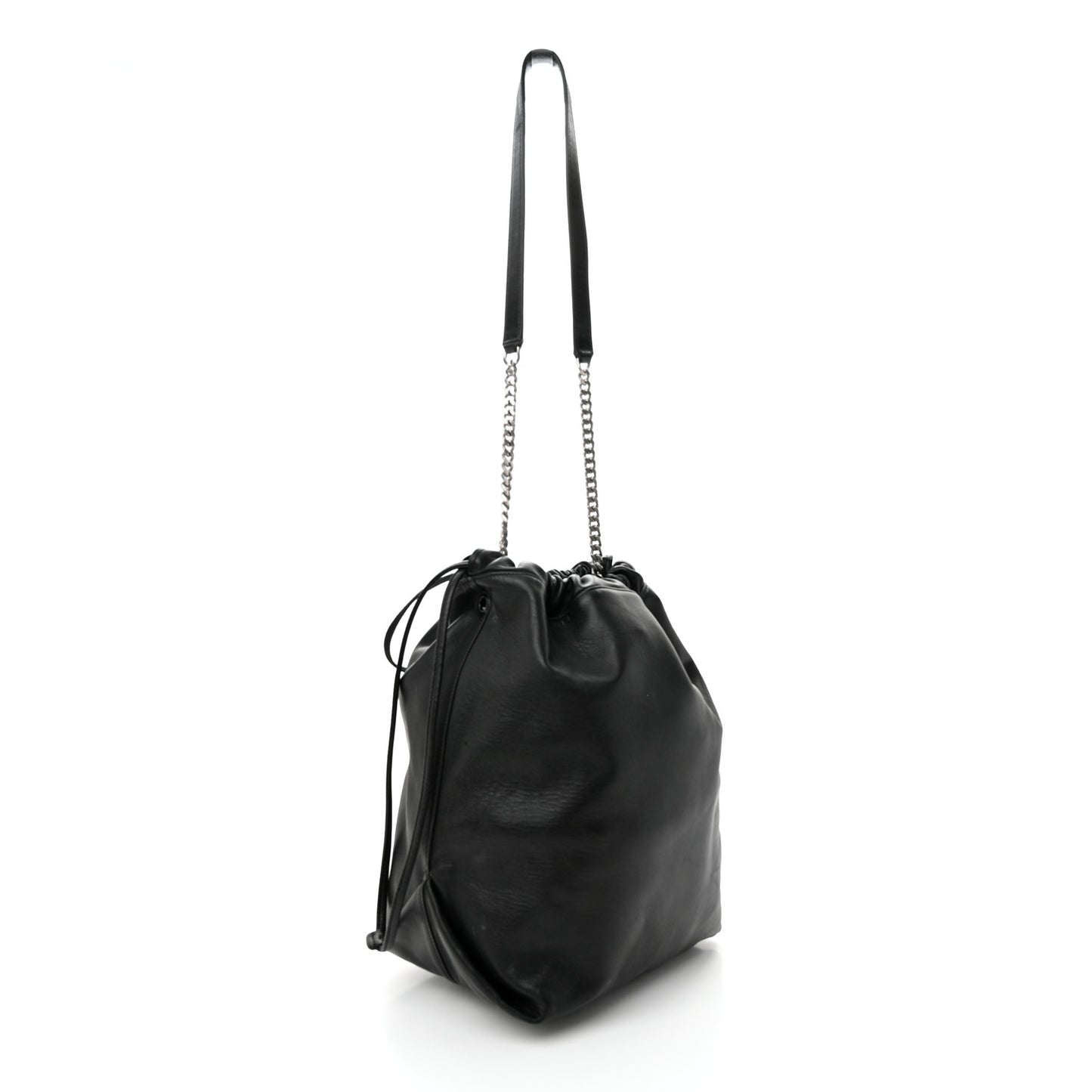 Lambskin Teddy Drawstring Bag Black