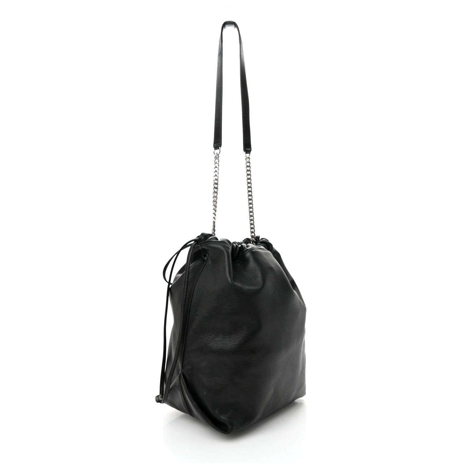 Saint Laurent Lambskin Teddy Drawstring Bag Black 3 of 12