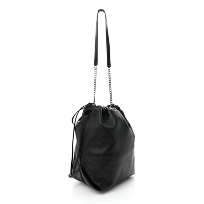 Saint Laurent Lambskin Teddy Drawstring Bag Black 3 of 12