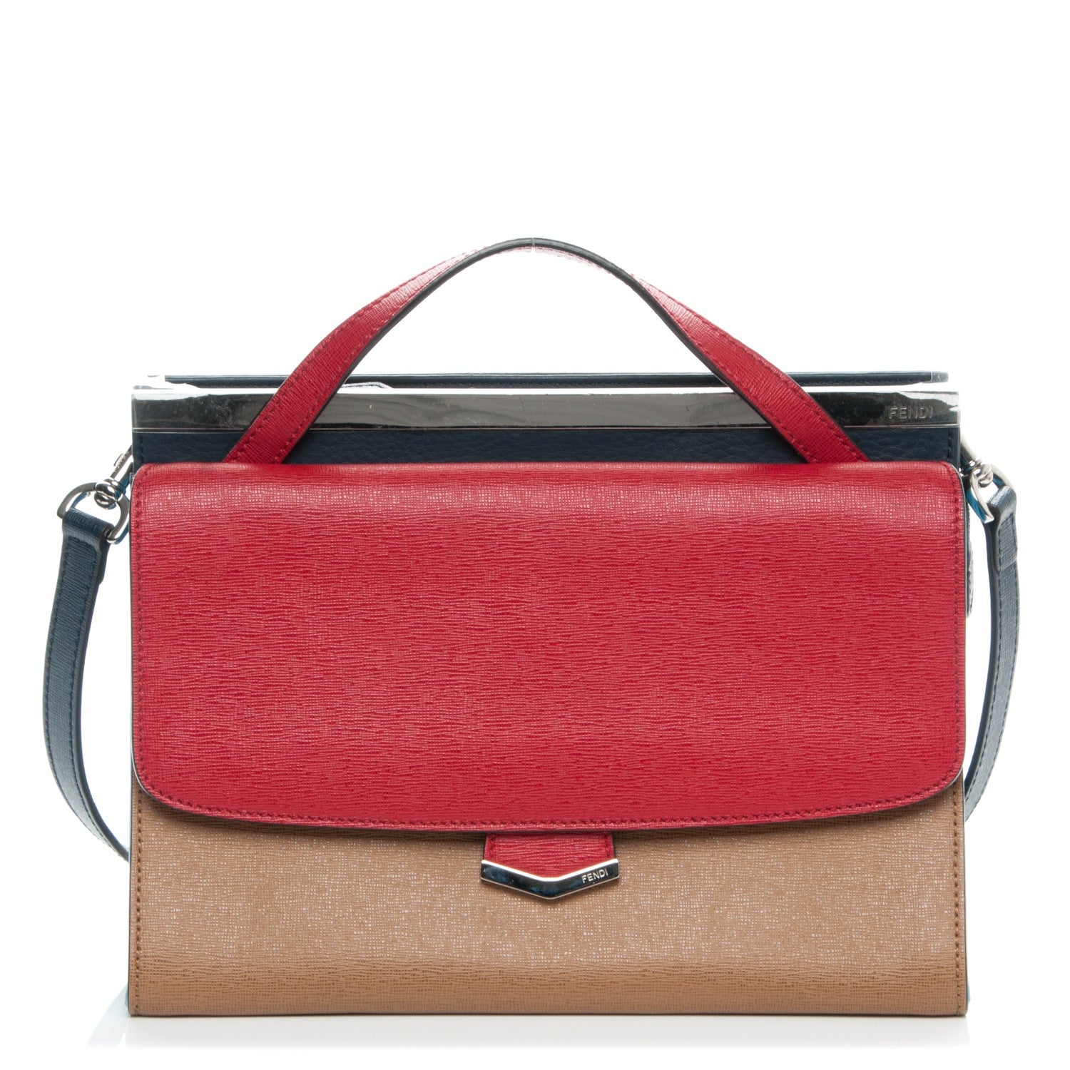 Fendi Vitello Elite Flamingo Colorblock Demi Jour Shoulder Bag Orzo Mattone Maldives 1 of 6