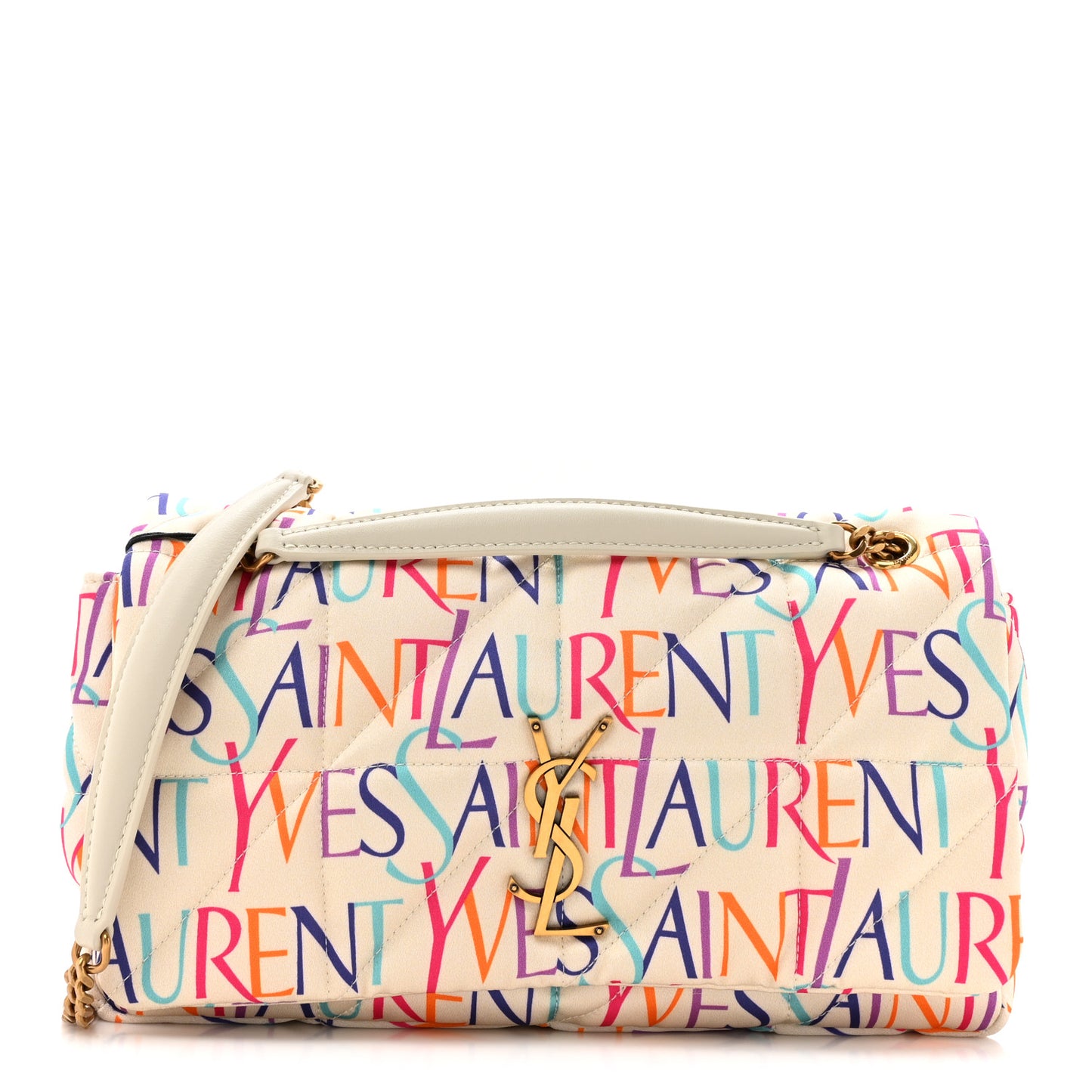 Silk Carre Rive Gauche Print Patchwork Monogram Medium Jamie Multicolor White