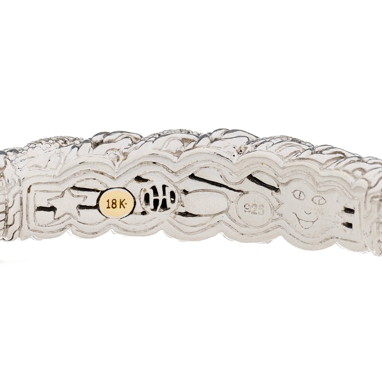Sterling Silver 18K Yellow Gold Diamond Swirl Chain Bracelet