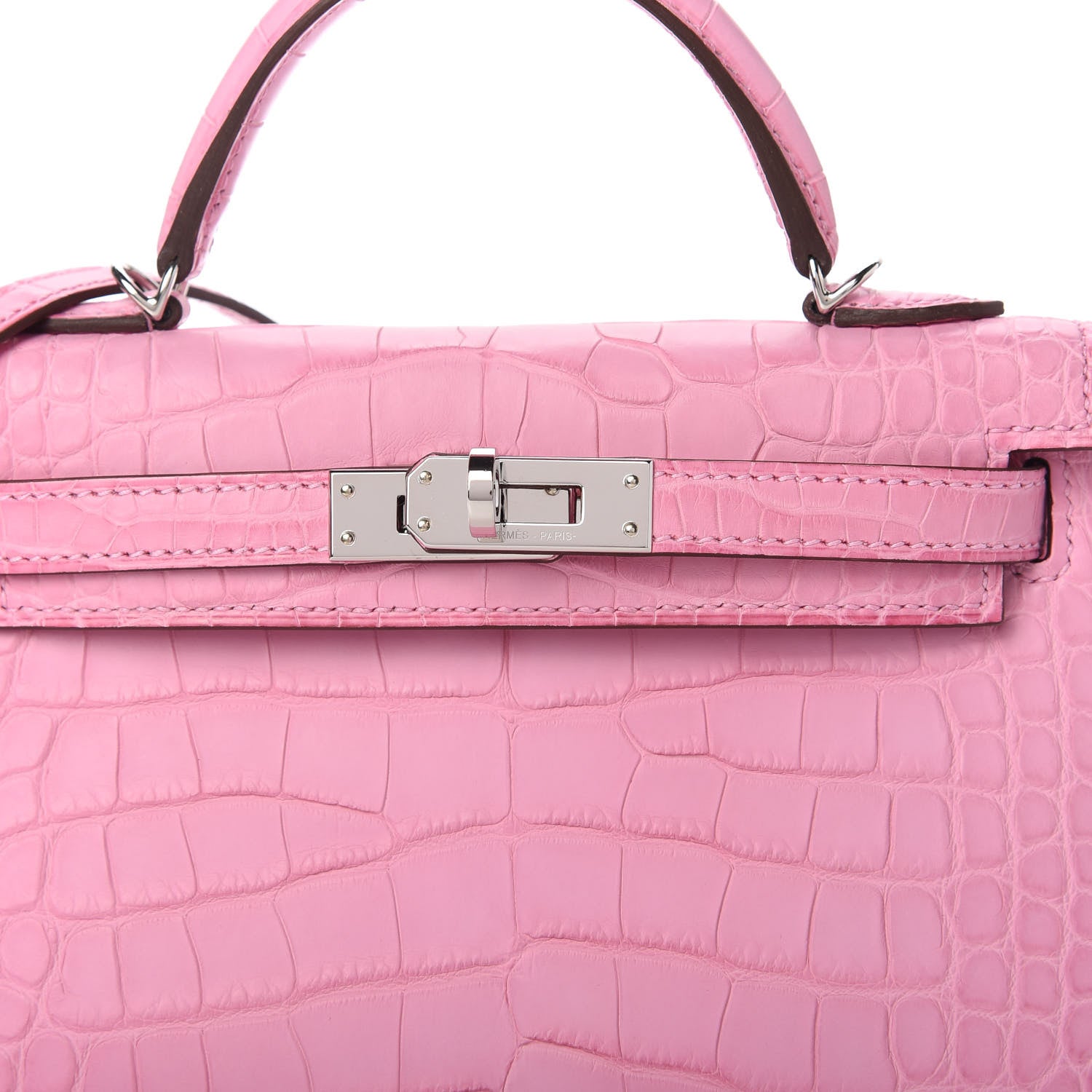 Hermes Matte Alligator Mini Kelly Sellier 20 5P Pink 9 of 10