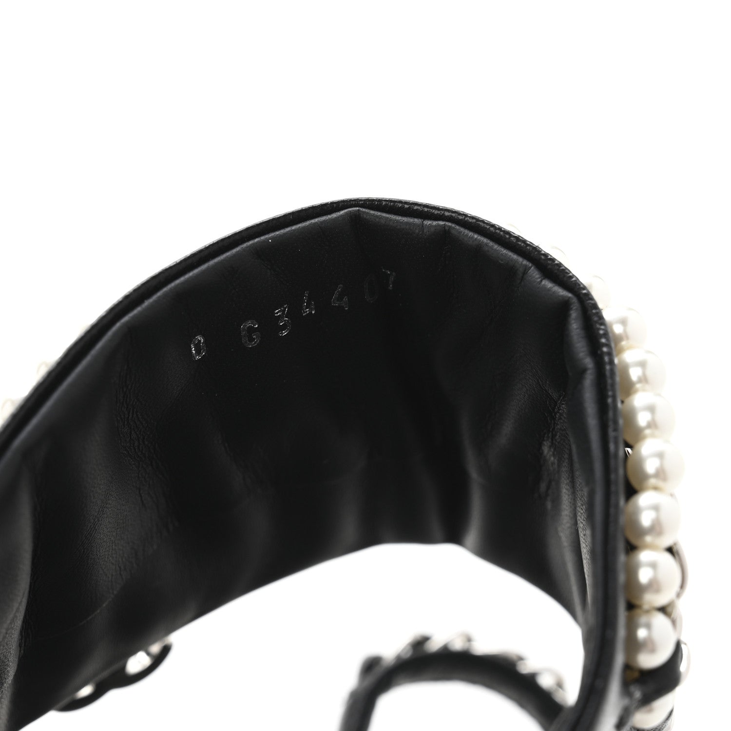 Chanel Pearl Lambskin Chain Flat Sandals 38.5 Black 9 of 10