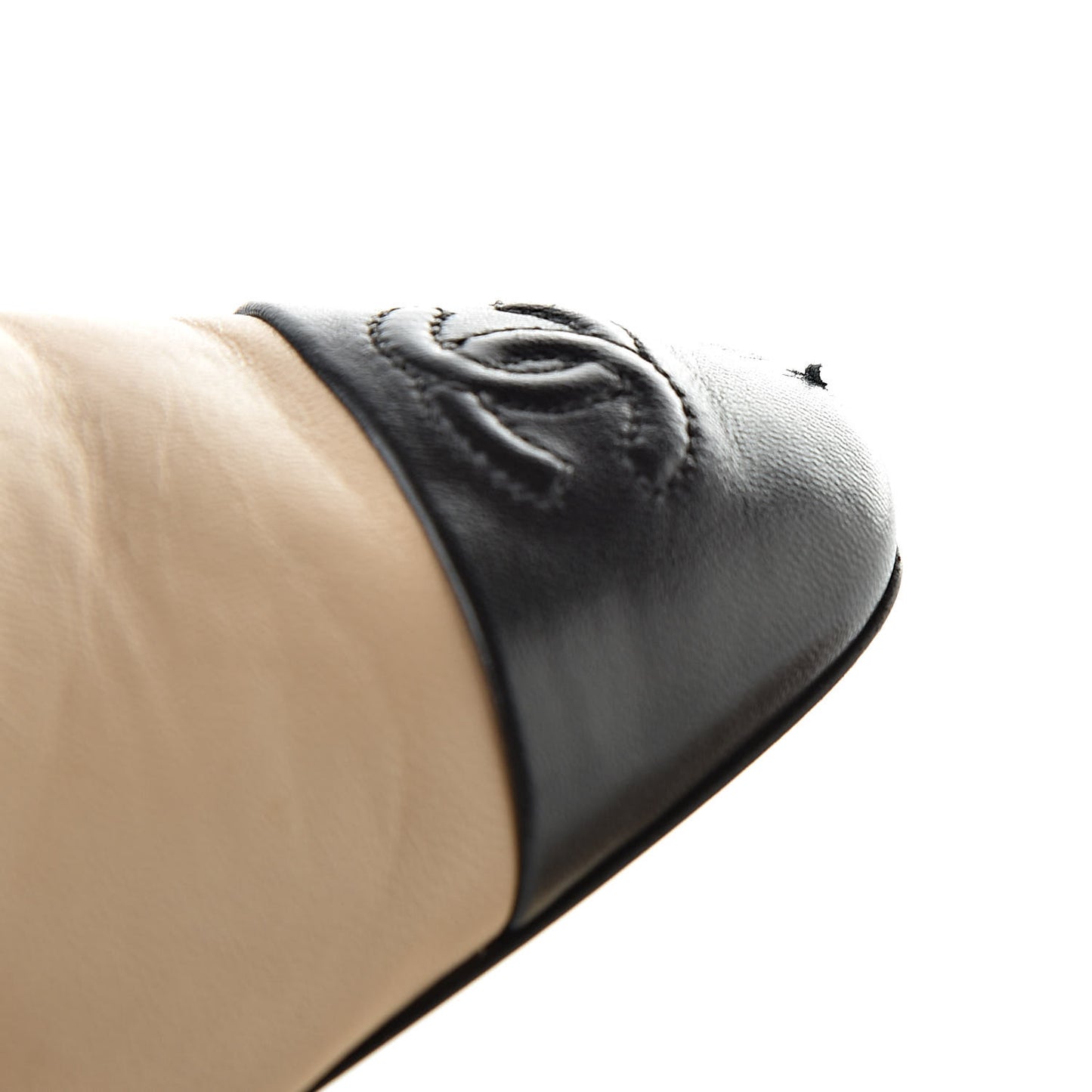 Lambskin Cap Toe CC Mules 36.5 Beige