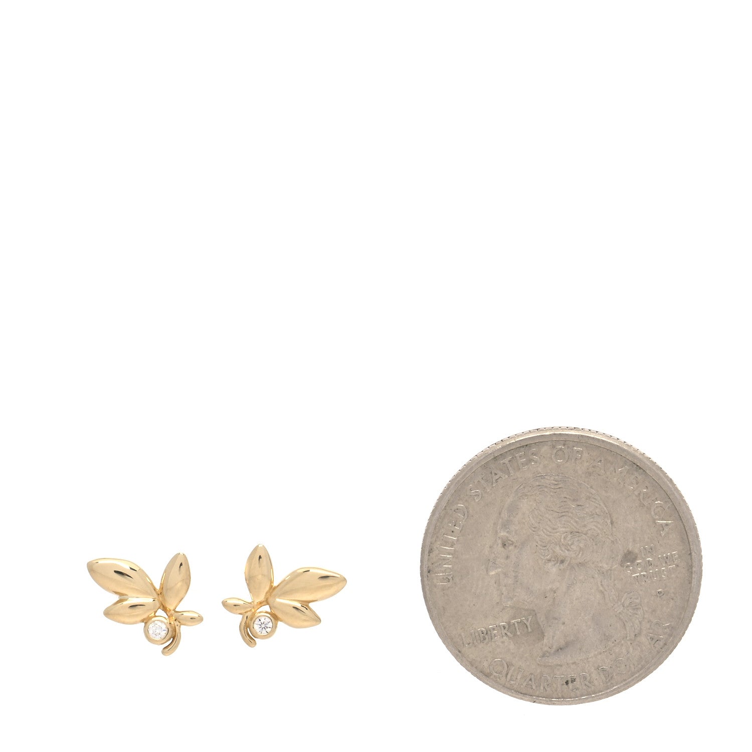 Tiffany 18K Yellow Gold Diamond Paloma Picasso Olive Leaf Earrings 2 of 6