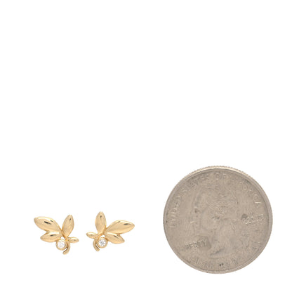 Tiffany 18K Yellow Gold Diamond Paloma Picasso Olive Leaf Earrings 2 of 6