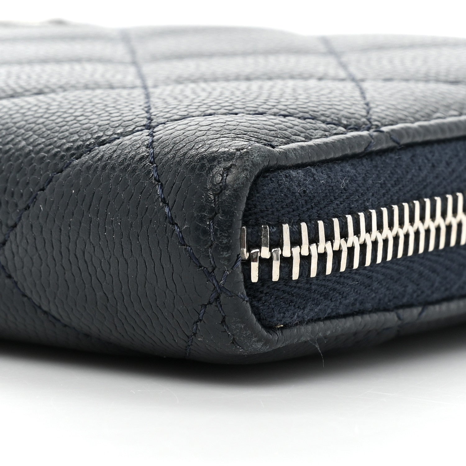 Chanel Caviar Quilted Large Gusset Zip Around Wallet Navy 10 of 13