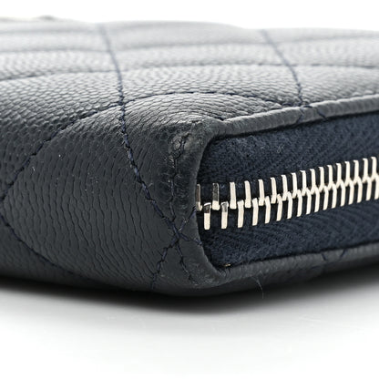 Chanel Caviar Quilted Large Gusset Zip Around Wallet Navy 10 of 13