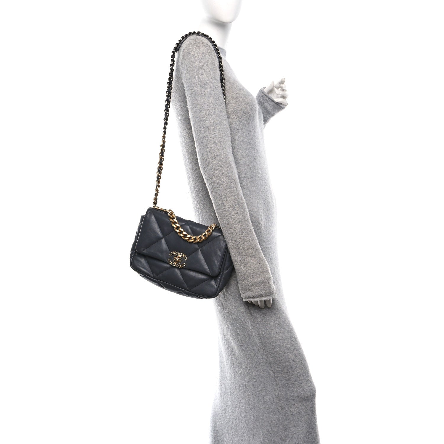 Chanel Lambskin Quilted Medium Chanel 19 Flap Dark Grey 2 of 10
