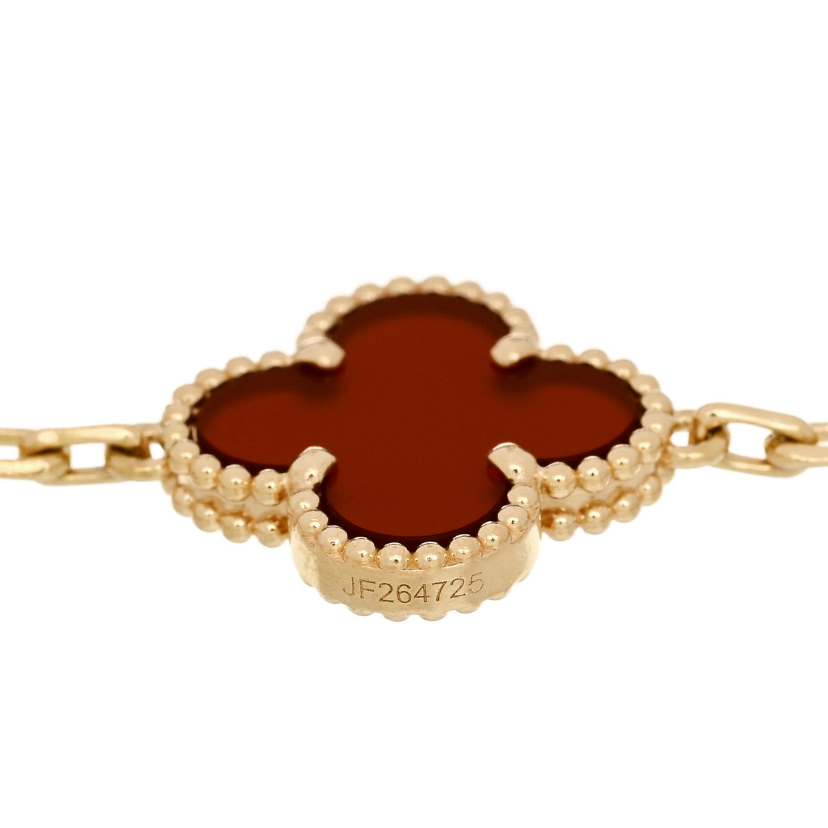 Van Cleef & Arpels 18K Yellow Gold Carnelian 5 Motifs Vintage Alhambra Bracelet 4 of 5