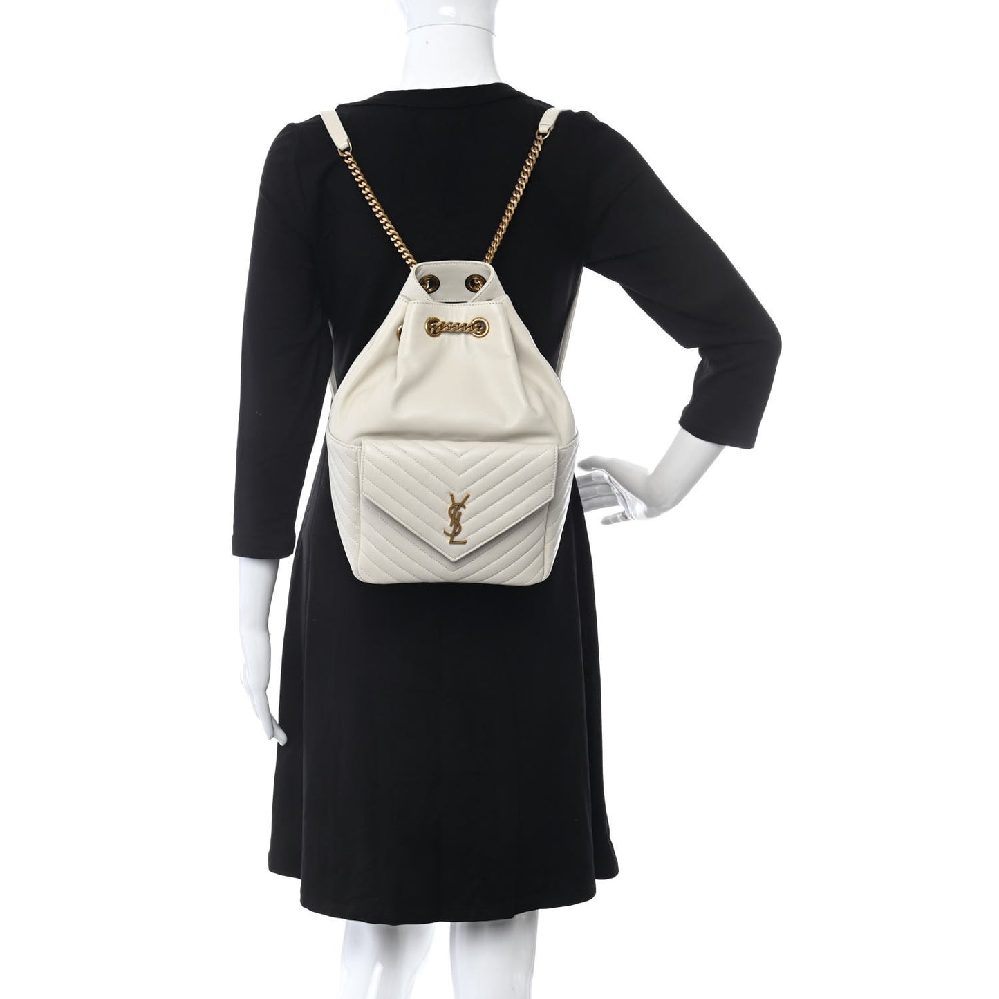 Lambskin Matelasse Monogram Joe Backpack Cream