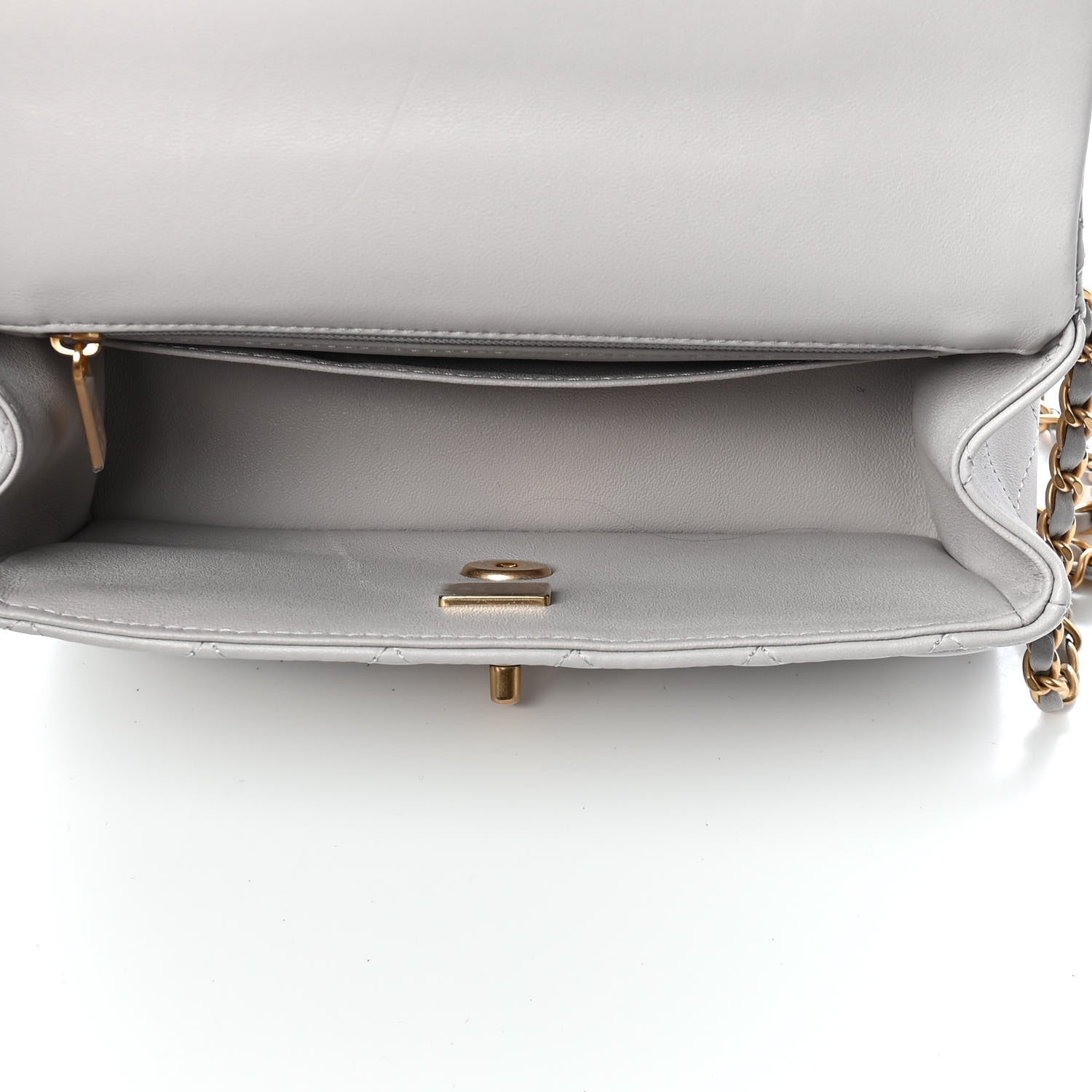 Chanel Lambskin Quilted Mini Top Handle Rectangular Flap Grey 5 of 9
