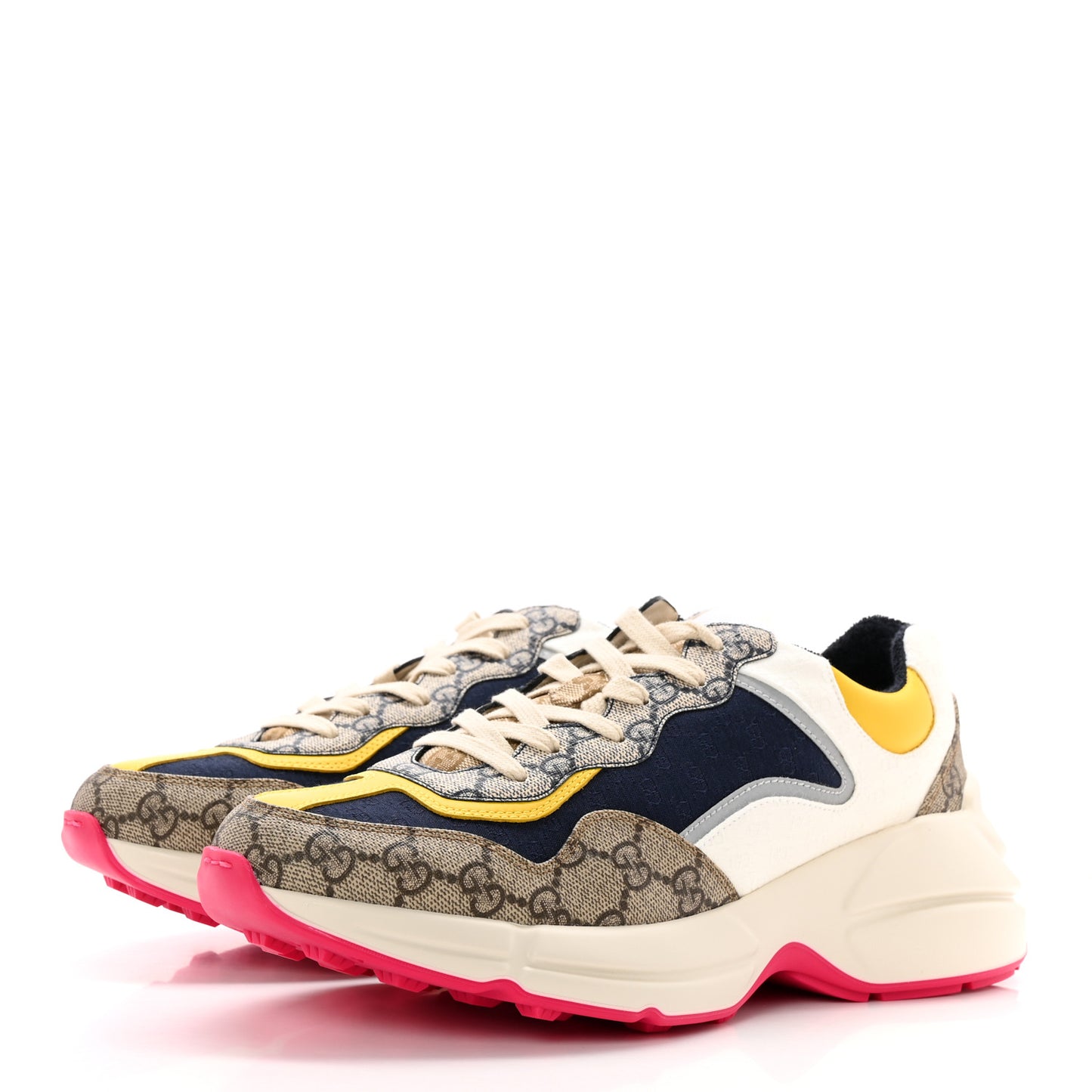 GG Supreme Monogram Mix Monogram Mens Rhyton Sneakers 8 London Blue Beige Sun Yellow