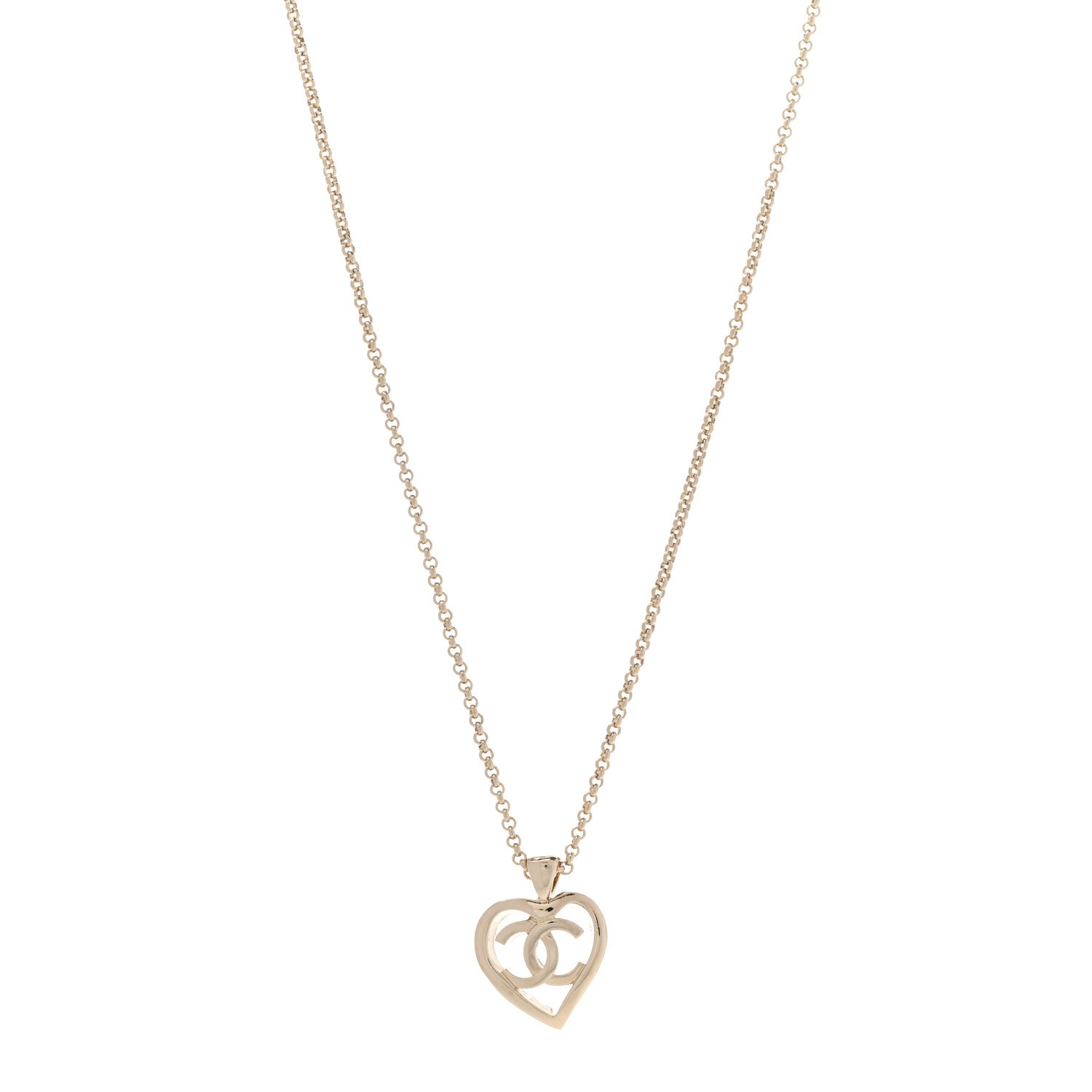 Chanel Metal CC Heart Coco Pendant Necklace Gold 1 of 7