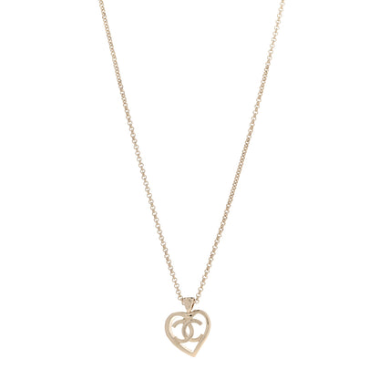 Chanel Metal CC Heart Coco Pendant Necklace Gold 1 of 7