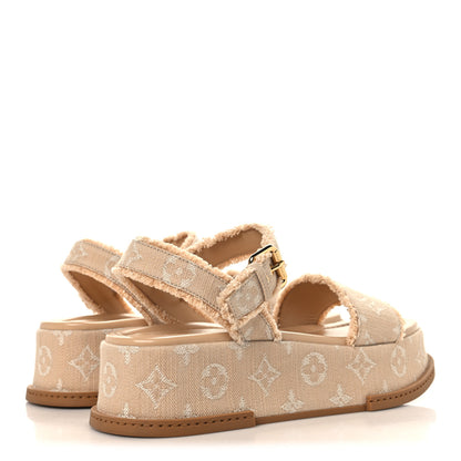 Louis Vuitton Denim Maya Flatform Sandals 37.5 Beige 5 of 10