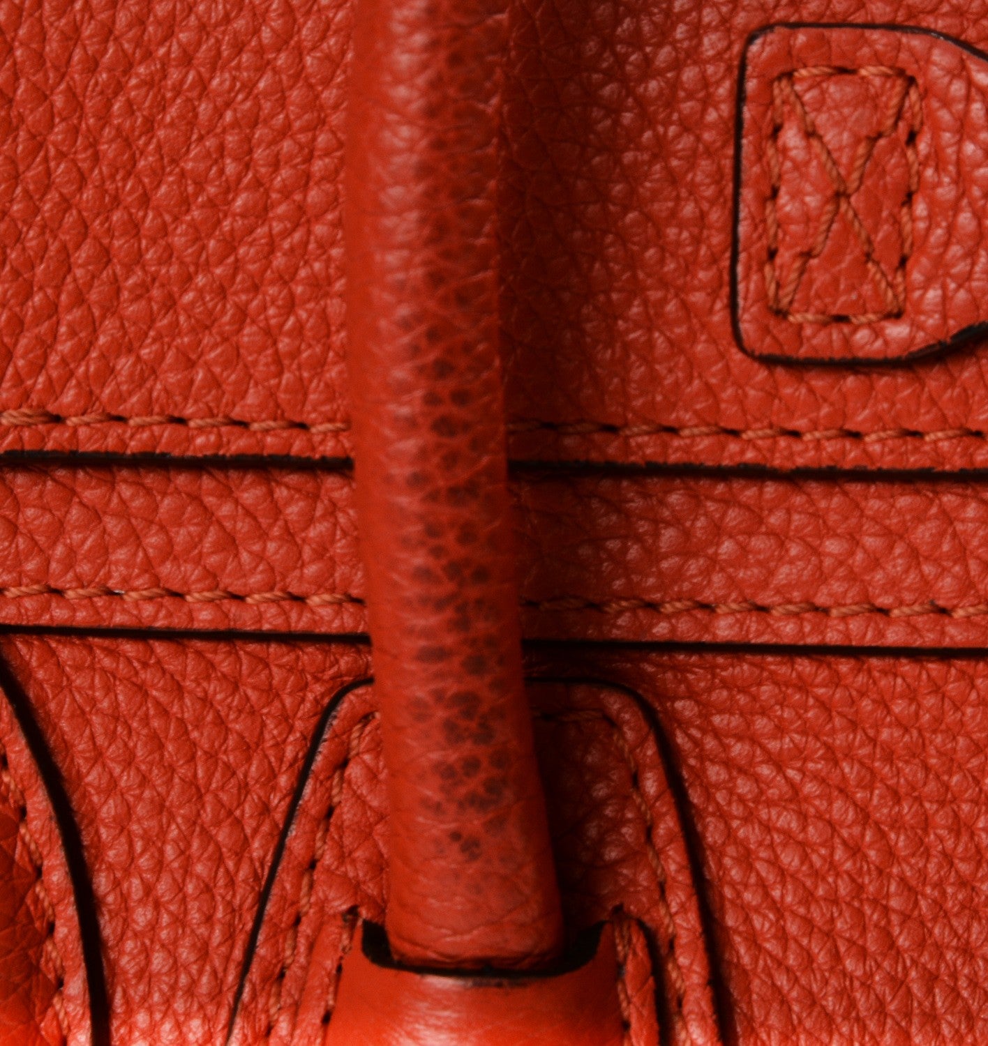 Drummed Calfskin Nano Luggage Vermillion