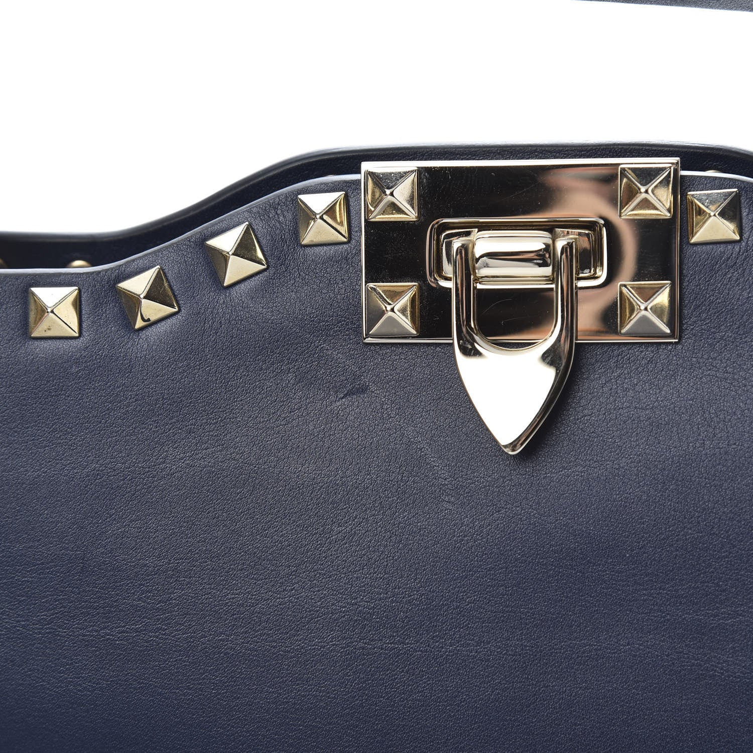 Valentino Garavani Vitello Rockstud Flip-Lock Shoulder Bag Marine 10 of 13