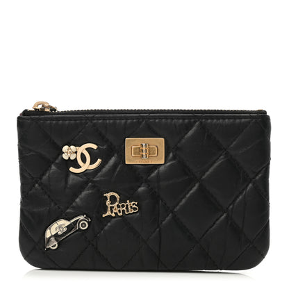 Chanel Aged Calfskin Charm Quilted Small Reissue Cosmetic Case Black 1 of 8