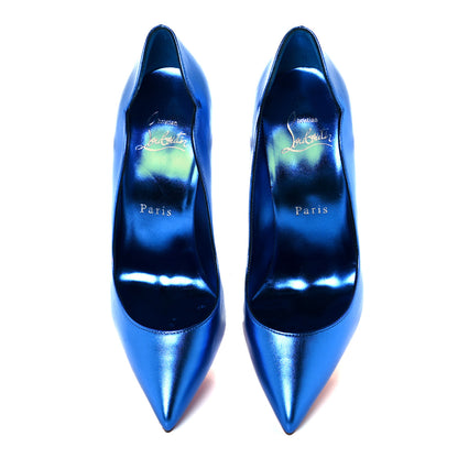 Christian Louboutin Metallic Patent Hot Chick 100 Pumps 35.5 Blue 5 of 10