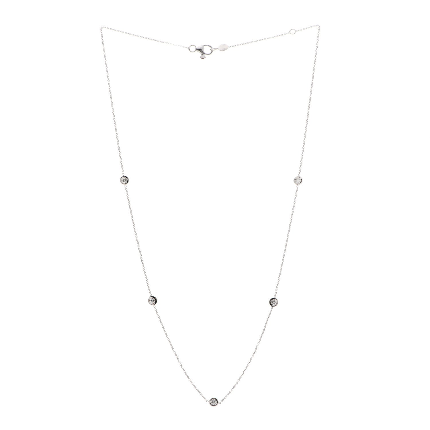 Roberto Coin 18K White Gold Diamond .23ctw Diamonds By The Inch Five Station Necklace 3 of 5