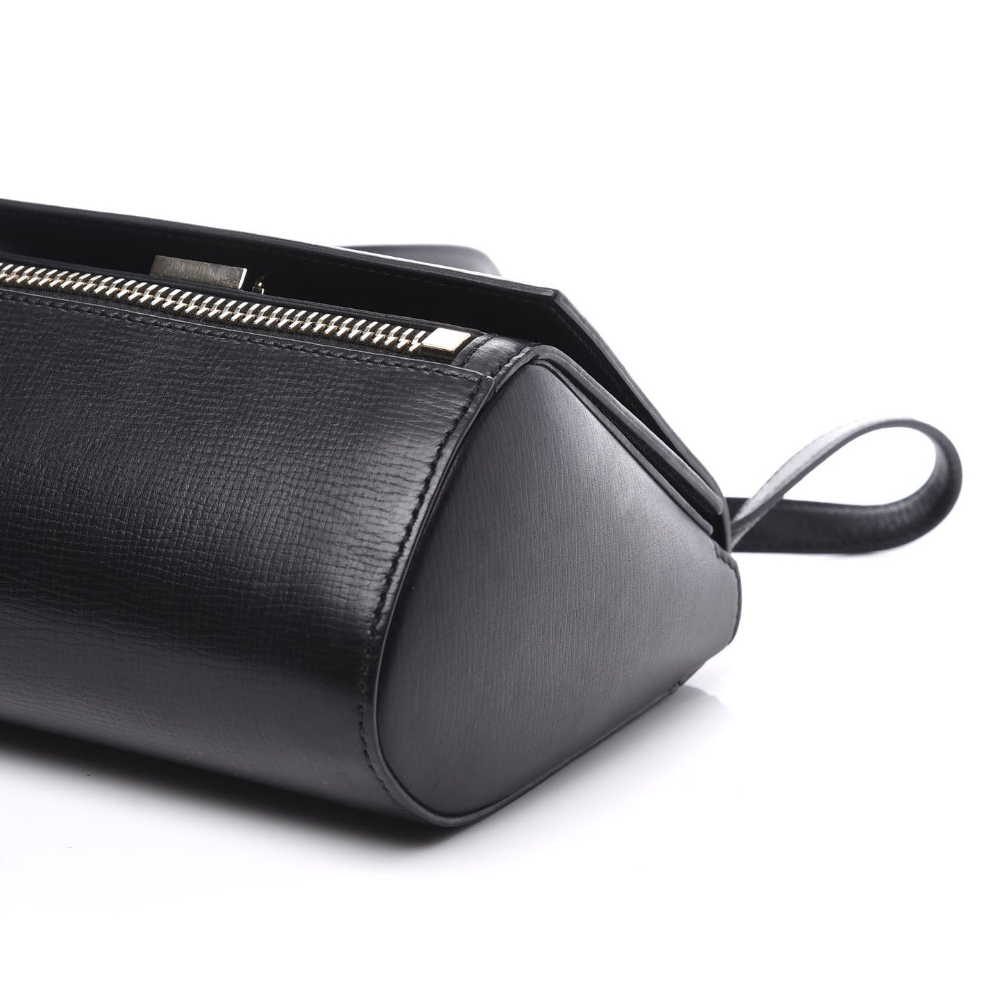 Textured Calfskin Mini Pandora Box Crossbody Bag Black