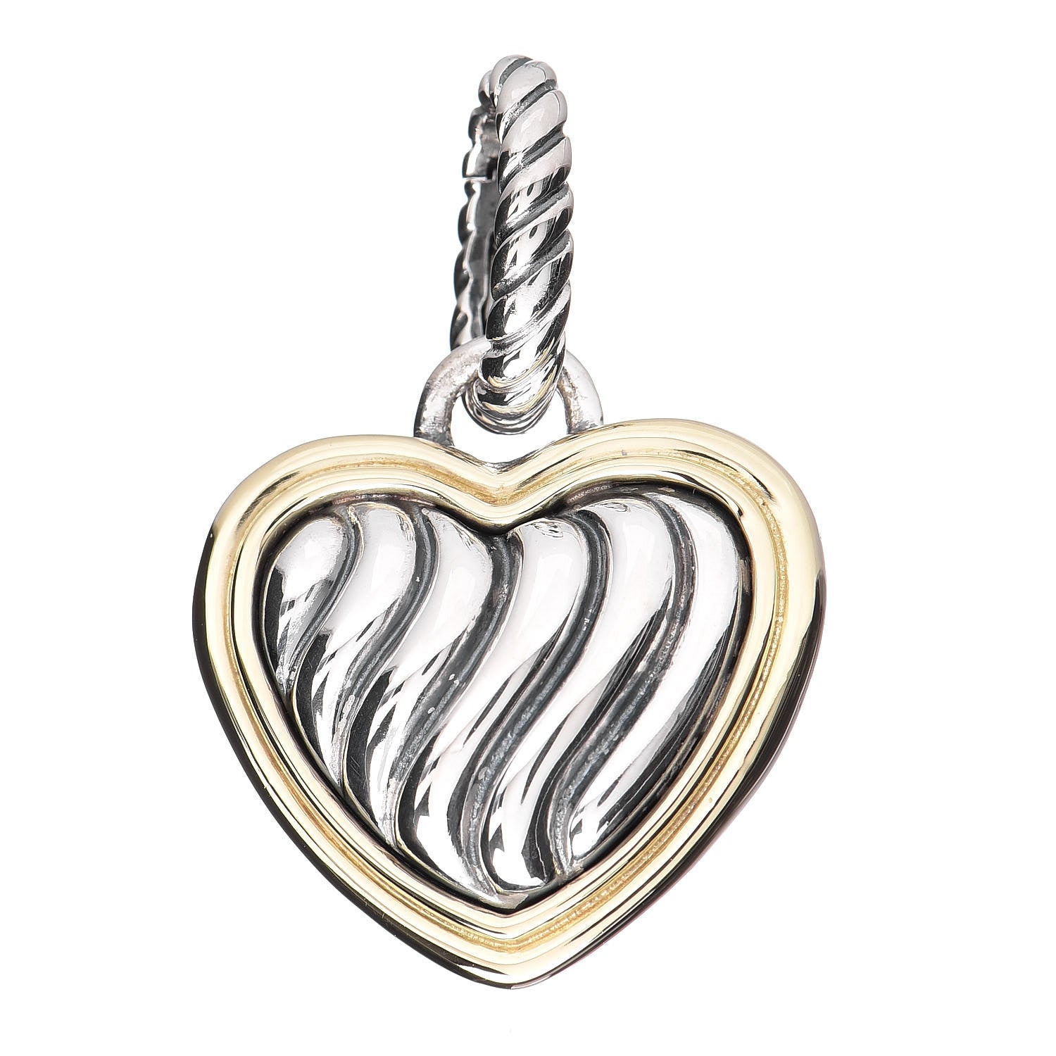 David Yurman Sterling Silver 18K Yellow Gold Cable Heart Pendant 1 of 3