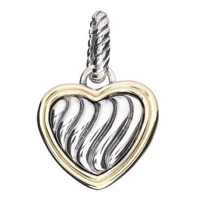 David Yurman Sterling Silver 18K Yellow Gold Cable Heart Pendant 1 of 3
