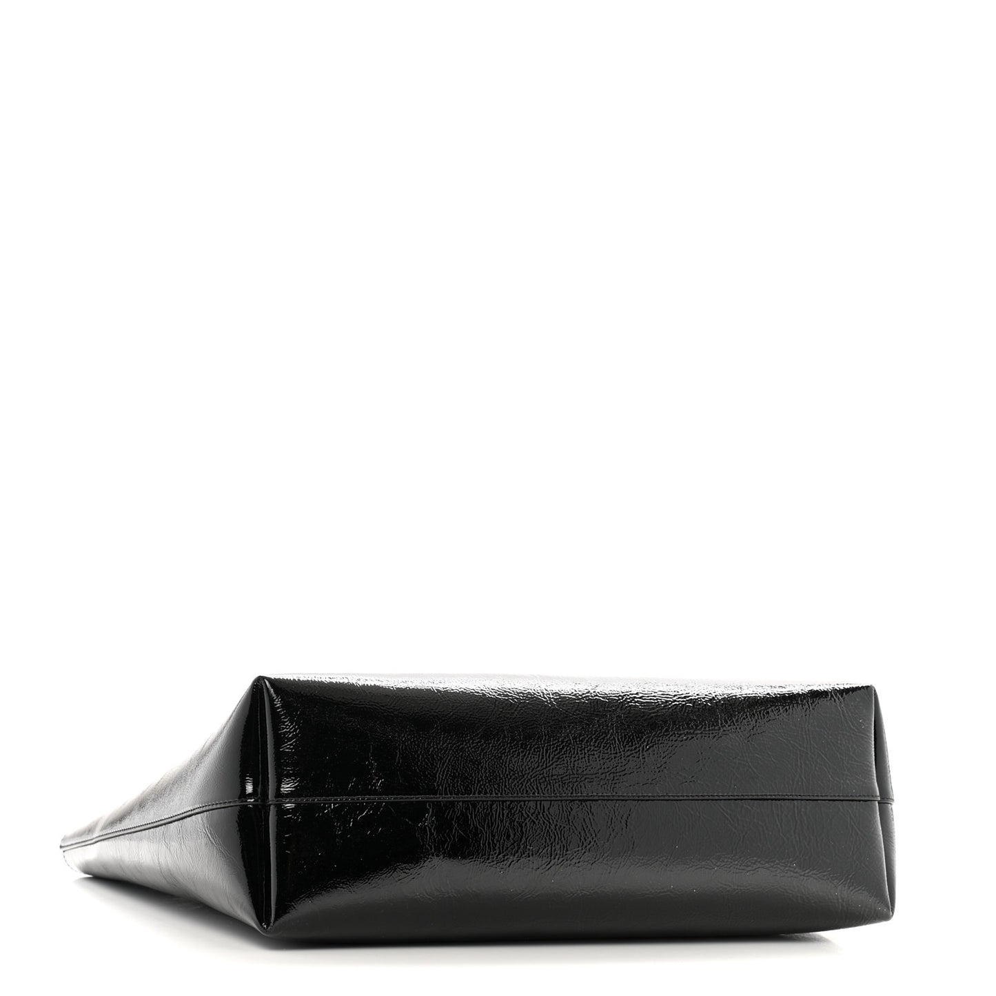 Patent Calfskin Large Shopping Tote Black