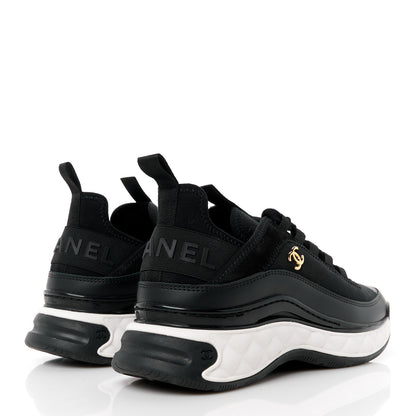 Chanel Velvet Calfskin Mixed Fibers CC Sneakers 38 Black 4 of 9