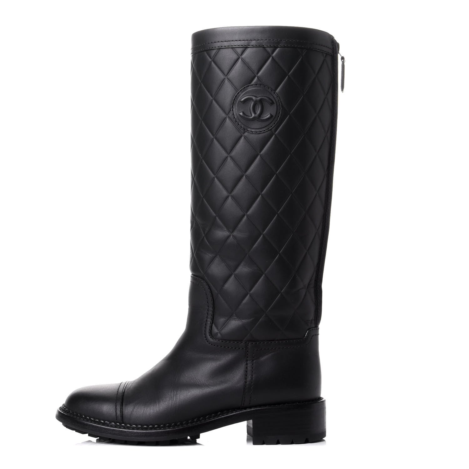 Chanel Oily Calfskin Quilted High Boots 36 Black 1 of 10