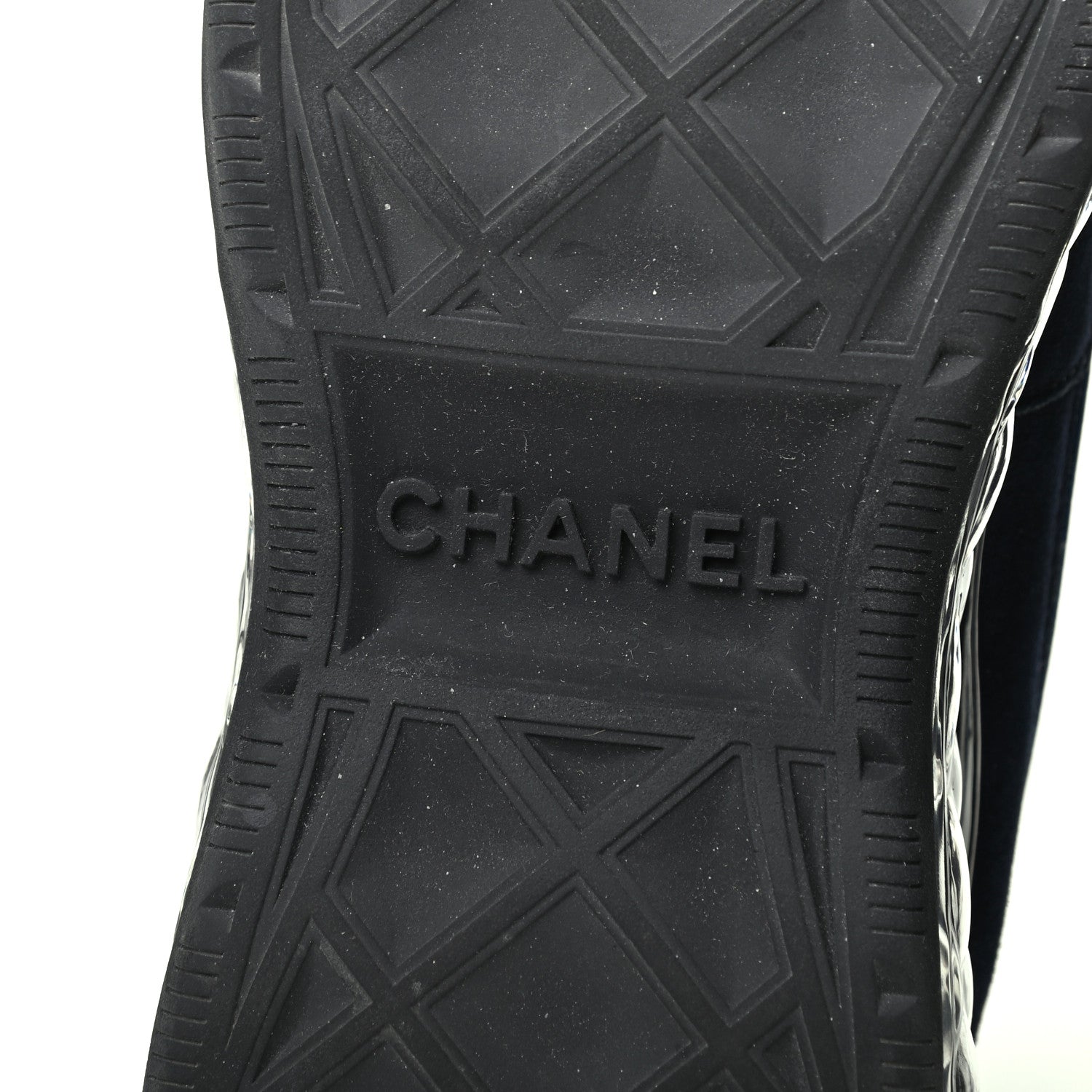 Chanel Suede Calfskin Velvet Grosgrain CC Sneakers 37 Navy Blue Black 7 of 9