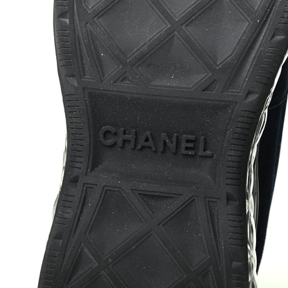 Chanel Suede Calfskin Velvet Grosgrain CC Sneakers 37 Navy Blue Black 7 of 9