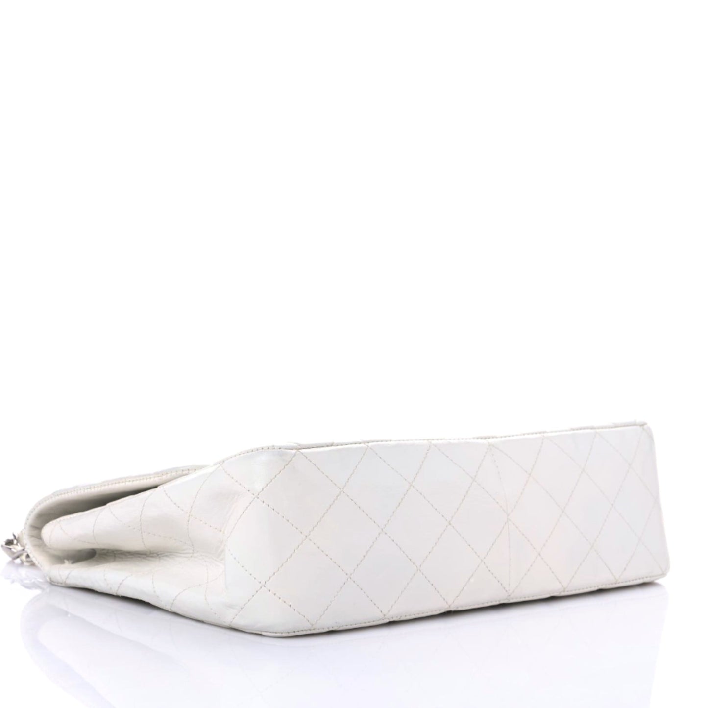 Lambskin Quilted Jumbo Single Flap White