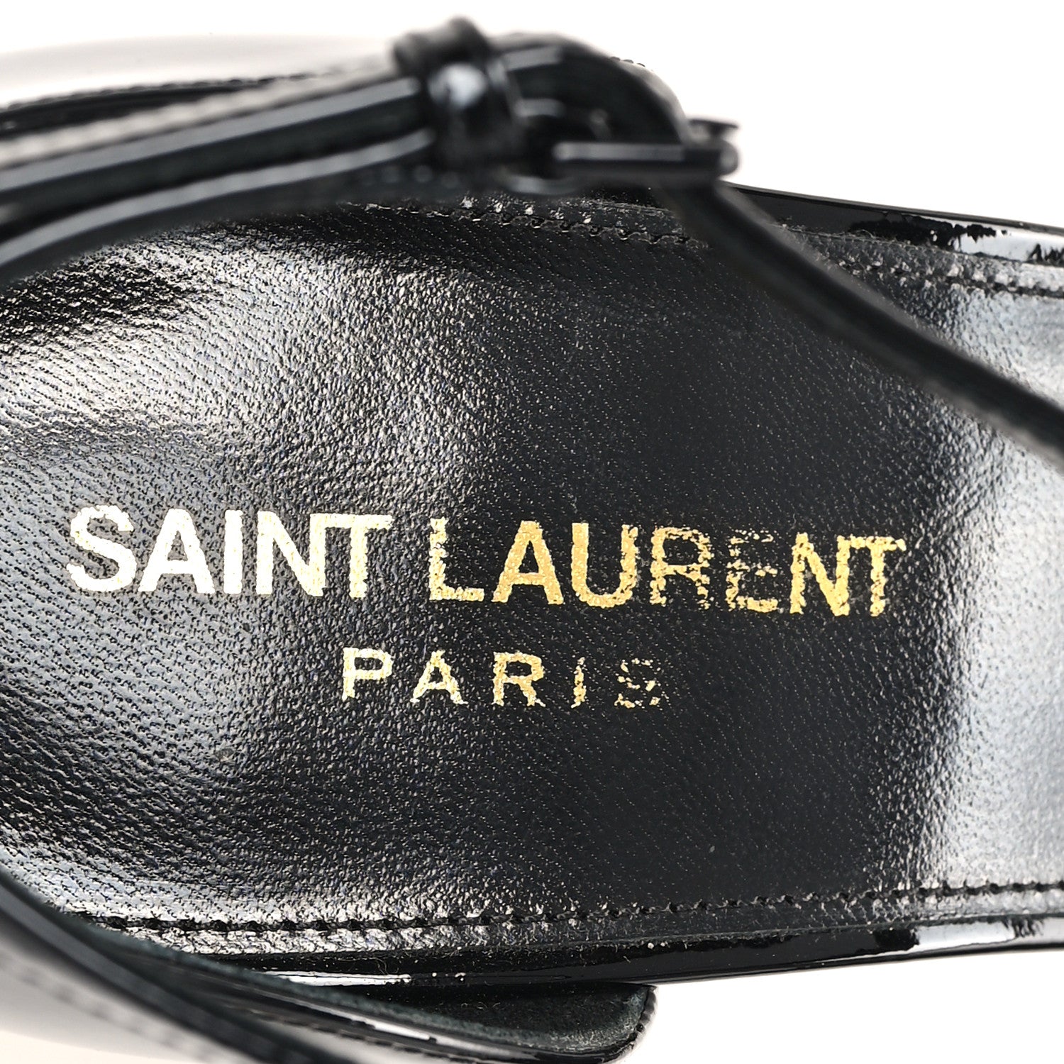 Saint Laurent Patent Calfskin Opyum 110 Sandals 40 Black Gold 8 of 11