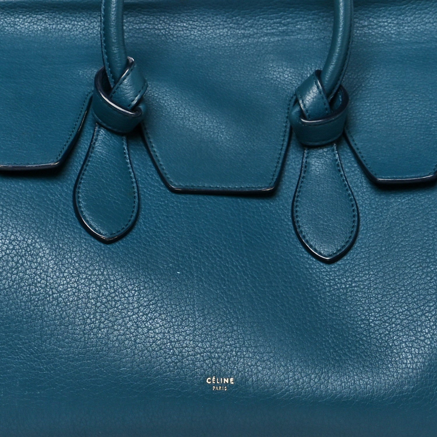Celine Crisped Calfskin Small Tie Knot Tote Metallic Blue 6 of 14