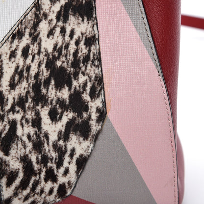 Fendi Vitello Elite Calf Hair Python QuTweet Patchwork Petite 2Jours Tote Red 9 of 12