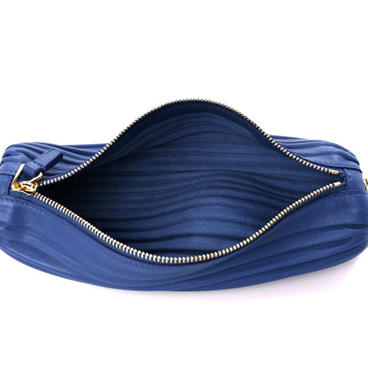 Loewe Lambskin Pleated Bracelet Pouch Shoulder Bag Royal Blue 5 of 9